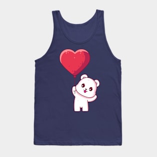 Cute polar bear holding love balloon Tank Top